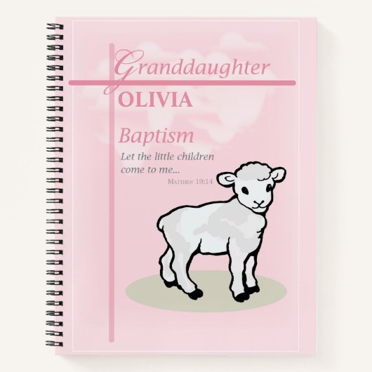 Großtochter Taufe Pink Lamb Personalisiert Notizblock (Vorderseite)