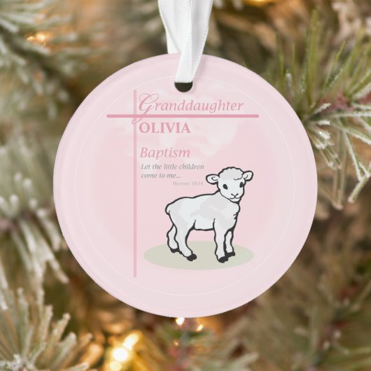Großtochter Taufe Pink Lamb Personalisiert Ornament (Baum)