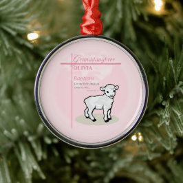Großtochter Taufe Pink Lamb Personalisiert Ornament Aus Metall
