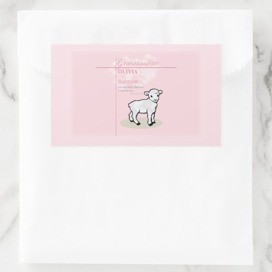 Großtochter Taufe Pink Lamb Personalisiert Rechteckiger Aufkleber (Tasche)