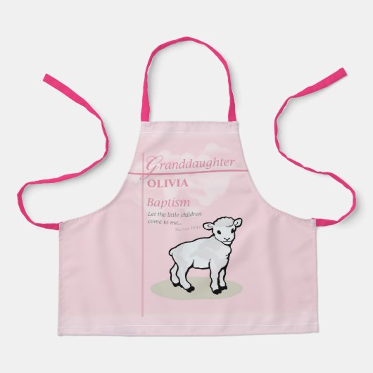 Großtochter Taufe Pink Lamb Personalisiert Schürze (Vorderseite)
