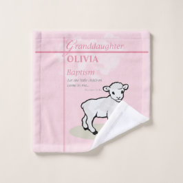 Großtochter Taufe Pink Lamb Personalisiert Waschlappen