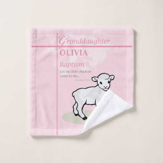 Großtochter Taufe Pink Lamb Personalisiert Waschlappen (Waschlappen)