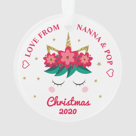 Großtochter Weihnachten Unicorn Personalisiert Ornament (Rückseite)