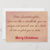 Großtochter, wie eine Schneeflocke... Weihnachten (Rückseite)