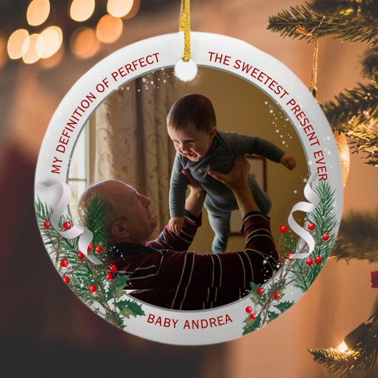 Großvater 1. Weihnachts-Klassik Silver Pflanze Rah Keramik Ornament