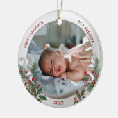 Großvater 1. Weihnachts-Klassik Silver Pflanze Rah Keramik Ornament (Links)