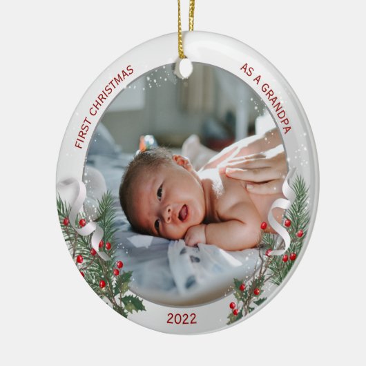 Großvater 1. Weihnachts-Klassik Silver Pflanze Rah Keramik Ornament (Links)