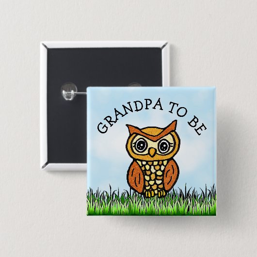 Großvater als Eule-Baby-Dusche Button (Vorne & Hinten)