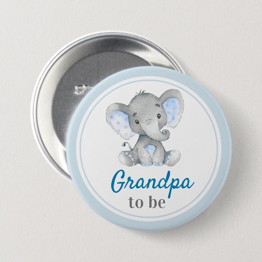 Großvater als Großvater Kinderdusche Elefant Button (Vorne & Hinten)