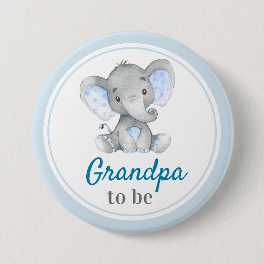 Großvater als Großvater Kinderdusche Elefant Button (Vorderseite)