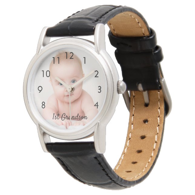Großvater-Baby-Foto Armbanduhr (Schrägansicht)