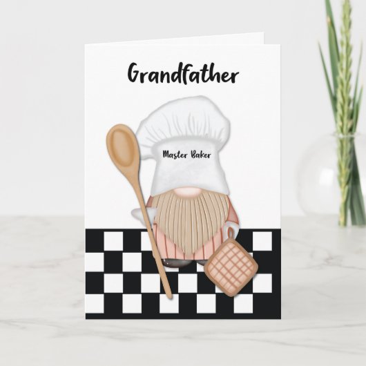 Großvater Birthday Whimsical Gnome Baker Backen Karte (Vorderseite)