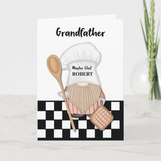 Großvater Birthday Whimsical Gnome Koch Kochen Karte (Vorderseite)