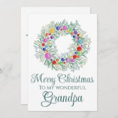 Großvater bunter Weihnachtskranz Feiertagskarte (Vorne/Hinten)