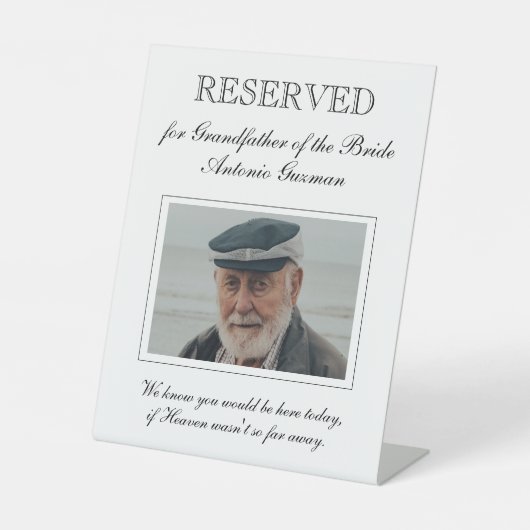 Großvater der Brautdenkmal-Foto Hochzeit Sockelschild (Vorderseite)