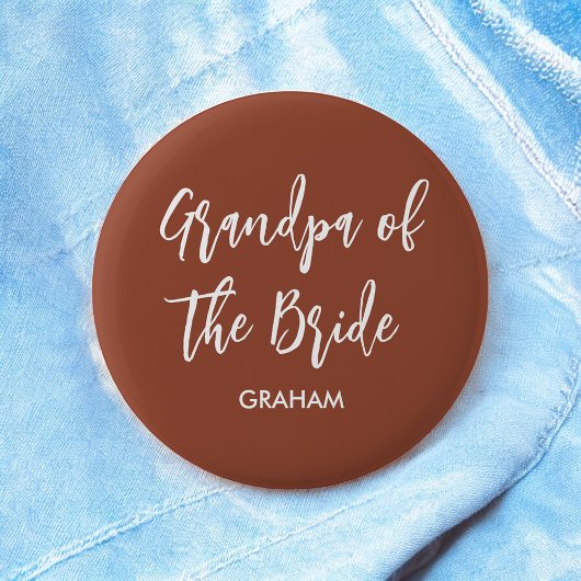 Großvater der Bride Terracotta Wedding Button