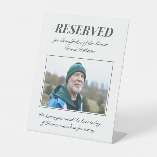 Großvater der Groom-Gedenkstätte Foto Hochzeit Sockelschild (Vorderseite)