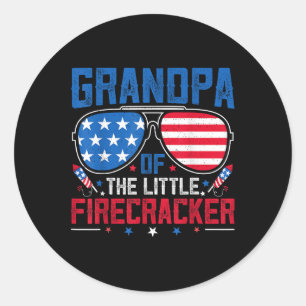 Großvater der kleinen Firecracker US-Flagge 4. Runder Aufkleber