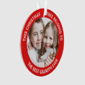 Großvater Foto Red Ornament (Vorderseite)