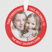Großvater Foto Red Ornament (Vorderseite)