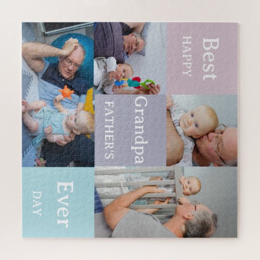 Großvater-FotoCollage des modernen Vaters Puzzle (Horizontal)