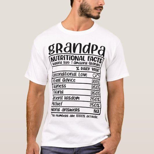 Großvater Funny Nutrition Fakten T-Shirt (Vorderseite)