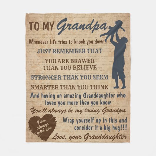 Großvater Geschenk von Großtochter Retro Opa Fleecedecke (Vorderseite)