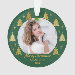 Großvater grüne und goldene Weihnachtsbäume Foto Ornament