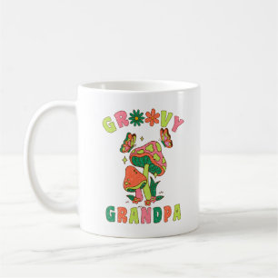 Großvater im Groovy-Stil, bunte Vintage-Pilze  Kaffeetasse