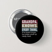 Großvater kennt alles Vintage Grumpy-Zitate Button (Vorne & Hinten)
