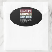 Großvater kennt alles Vintage Grumpy-Zitate Ovaler Aufkleber (Tasche)