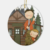 Großvater-kleiner Jäger-rustikales Blockhaus Keramik Ornament (Links)