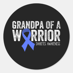 Großvater mit einem T1d-Diabetiker-Blue-Ribbon-Trä Runder Aufkleber