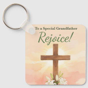 Großvater Ostern Freue dich über Kreuz und Lilien Schlüsselanhänger