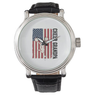 Großvater patriotisches Vintage-Flag-Shirt-Design_ Armbanduhr