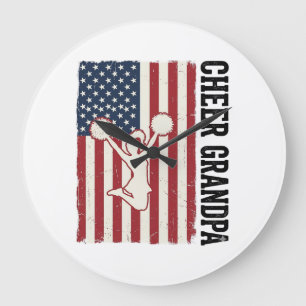 Großvater patriotisches Vintage-Flag-Shirt-Design_ Große Wanduhr