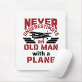 Großvater Pilot Alter Mann mit Flugzeug Mousepad (Mit Mouse)