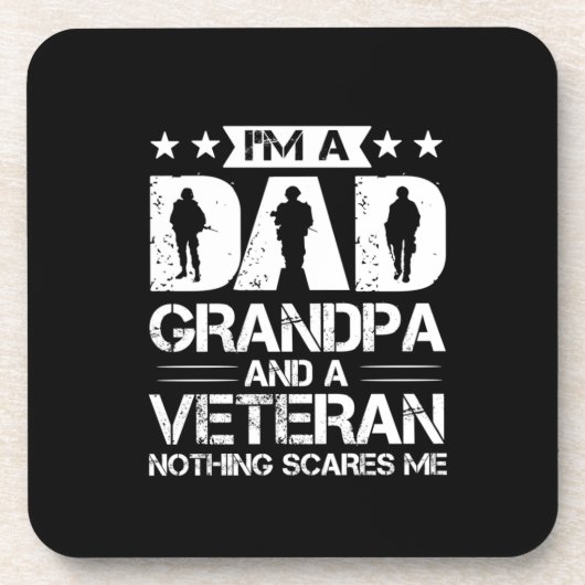 Großvater Quotes | Ich bin Vater und Veteran Getränkeuntersetzer (Vorderseite)