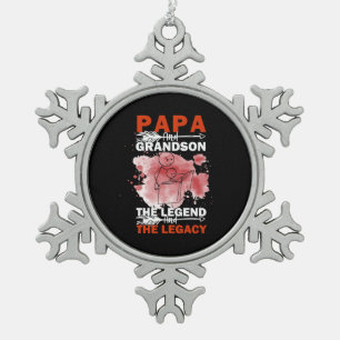 Großvater Quotes Papa und Grandson Schneeflocken Zinn-Ornament
