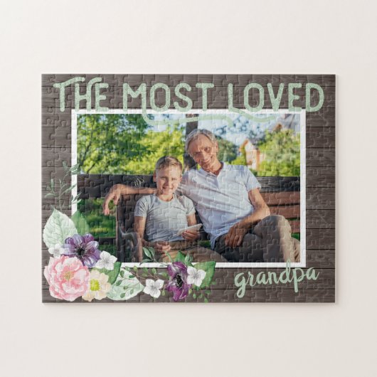 Großvater - Rustikaler Holzrahmen Puzzle (Horizontal)