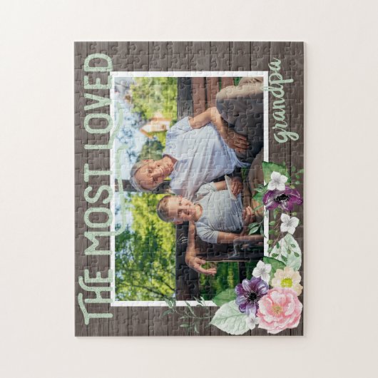 Großvater - Rustikaler Holzrahmen Puzzle (Vertikal)