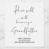 Großvater-Schwangerschaft Ankündigung für Vater de Weinetikett (Einzelnes Label)