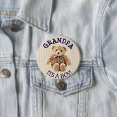 Großvater, seine Babyduschtaste "Boy Teddy Bear" Button (Beispiel)