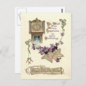 Großvater-Uhr Vergessen-Ich-Nicht-Blätter Postkarte (Vorne/Hinten)