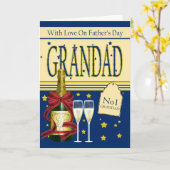 Großvater, Vatertagskarte - Champagner Karte (Gelbe Blume)