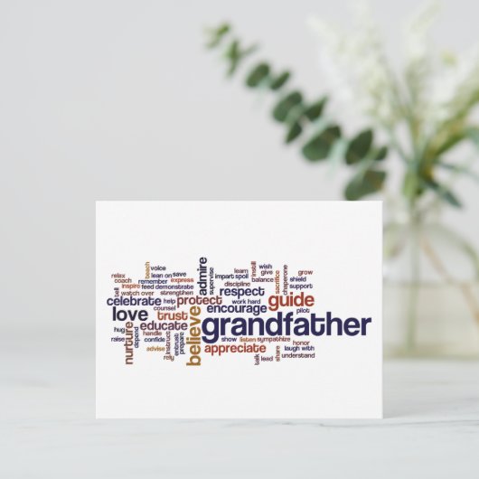 Großvater Word Cloud Postkarte (Stehend Vorderseite)