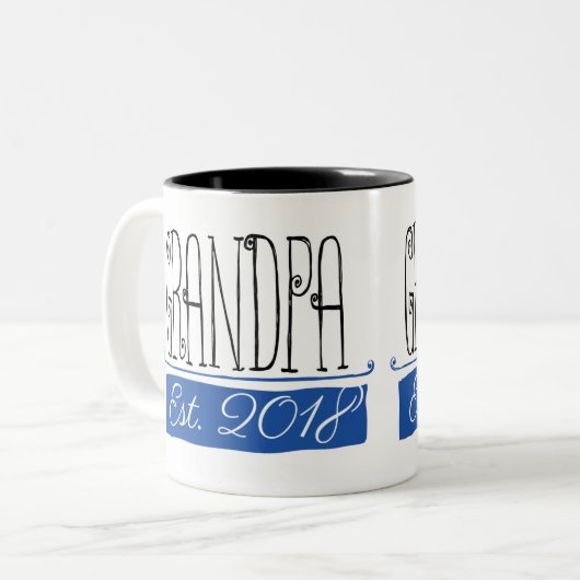 Großvaterest-Geschenk-Tasse 2018 Zweifarbige Tasse (Vorderseite Links)