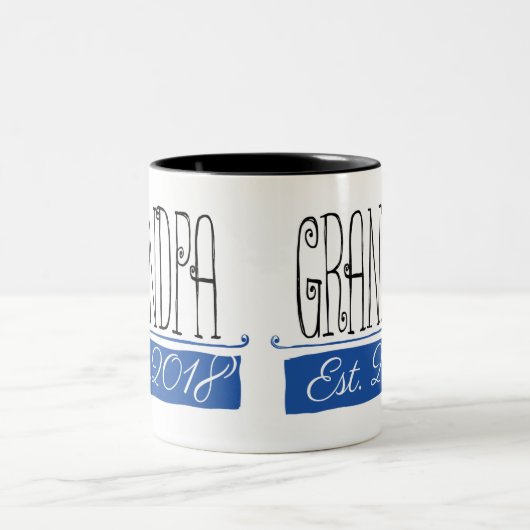 Großvaterest-Geschenk-Tasse 2018 Zweifarbige Tasse (Mittel)