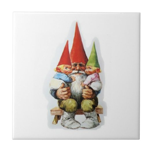 GROSSVATERGNOME MIT BABYGNOMES FLIESE (Vorderseite)